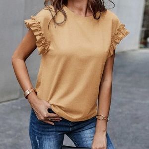 Boho ruffle sleeve blouse apricot